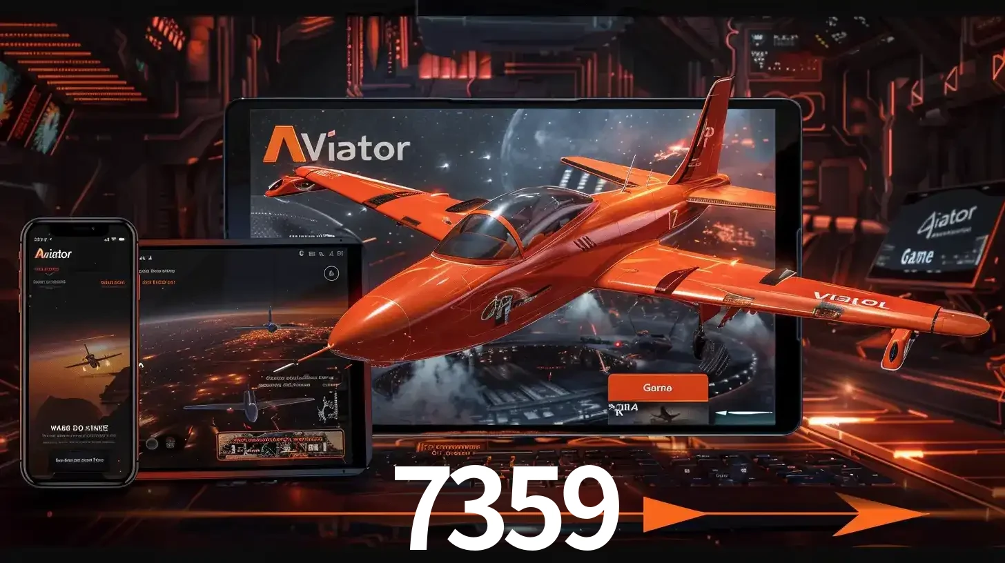 Apresentação tecnológica do jogo Aviator com um avião saindo da tela de um tablet, demonstrando a experiência imersiva em múltiplos dispositivos no 7359.
