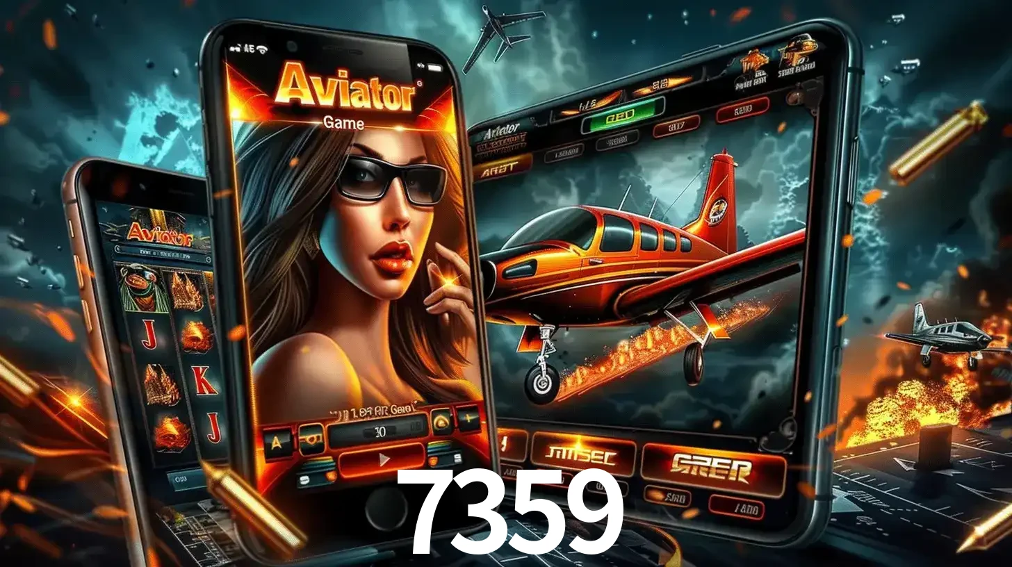 O popular jogo de apostas Aviator exibido em vários celulares e tablets, mostrando a interface emocionante e a ação de voo disponíveis para jogar agora no 7359.