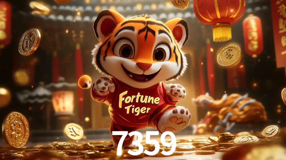 O alegre personagem do Fortune Tiger correndo sobre um caminho de moedas de ouro, simbolizando os grandes prêmios e a diversão do popular jogo de slot do 7359.